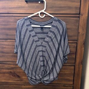 Daytrip Navy Striped V-Neck Twist Front Blouse